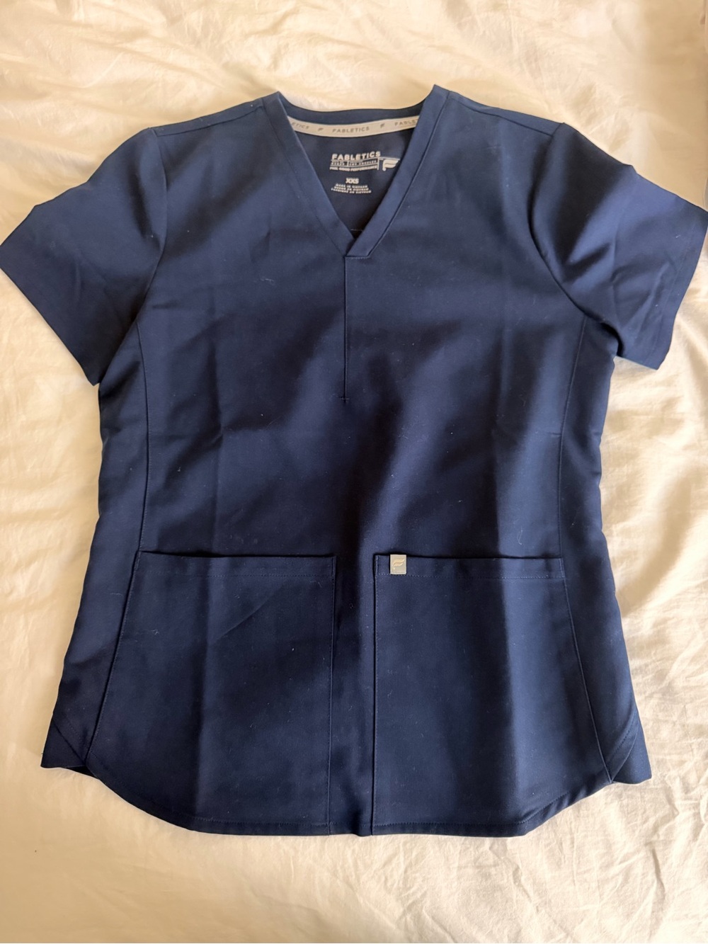 Fabletics Navy V-Neck Scrub Top